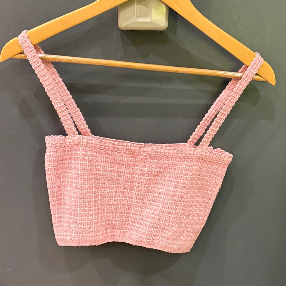 Zara Pink Textured Cropped Tank